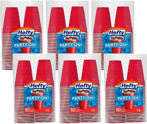 Miniatura 11 de Hefty Vasos fríos de plástico desechables de fácil agarre, vasos de bebidas duraderas para refrescos, jugos y bebidas frías, vasos de plástico rojo