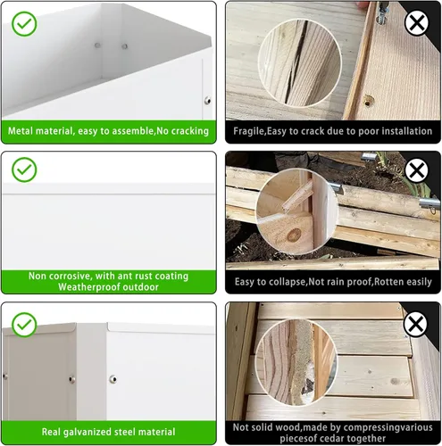 Miniatura 6 de PROXRACER Cama de jardín elevada con patas desmontables, maceta de metal elevada para cultivar hierbas frescas, verduras, flores, suculentas y otras