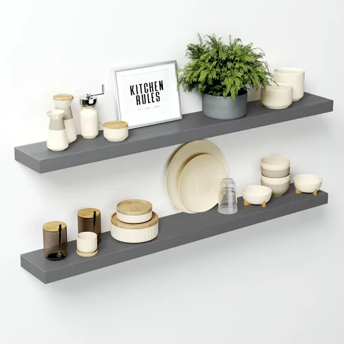 Miniatura 66 de Homeforia Estante flotante blanco de 48 pulgadas, estantes flotantes de madera maciza de alta gama de 48 pulgadas de largo para montaje en pared