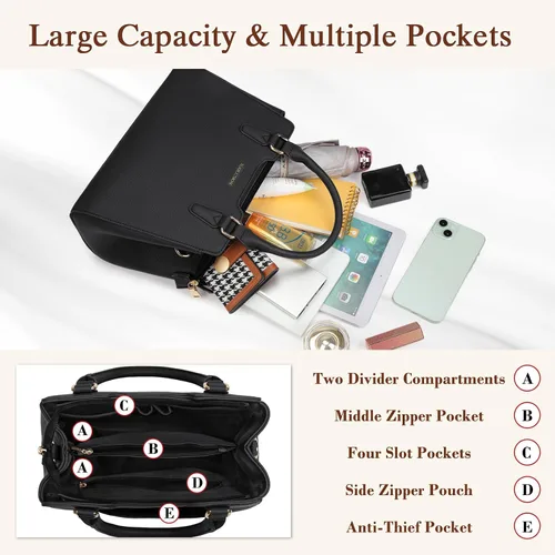 Miniatura 6 de IGOLUMON Bolso de mujer con asa superior de cuero vegano sintético Satchel Monedero para mujer Bolso de mano de diseñador con lindo pompón
