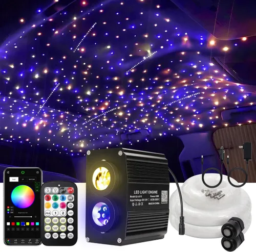 Miniatura 12 de AKEPO Luces de fibra óptica de 12 W parpadeantes+meteorito 2 en 1 con control de aplicación Starlight, 300 piezas x 0.03 pulgadas x 9.8 pies+240