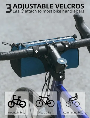 Miniatura 6 de Bolsa de manillar ROCKBROS para bicicletas con capacidad grande de 1.5L, bolsa frontal de manillar para bicicletas, accesorios reflectantes