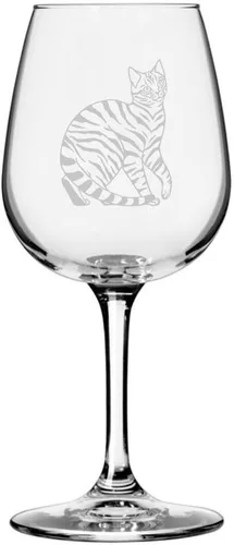 Miniatura 144 de Copa de vino de 12.75 onzas con temática de gato abisinio grabada para todo uso