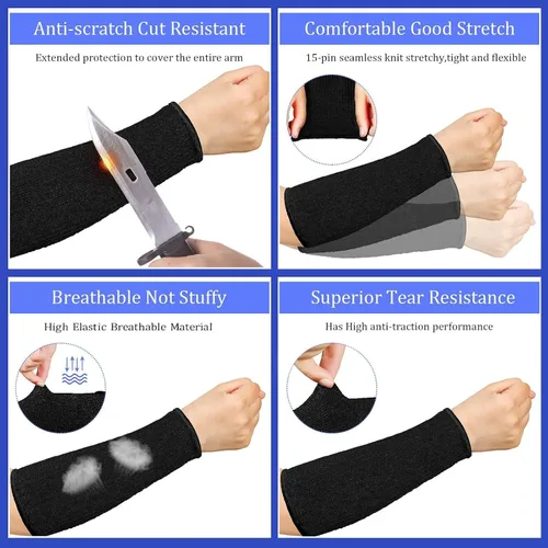 Miniatura 5 de Geyoga 2 pares de mangas resistentes a los cortes, manga protectora de brazo de nivel 5 para piel fina y moretones, jardinería para hombres