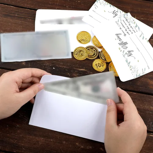 Miniatura 5 de Woanger 500 unidades de sobres para diezmos y ofrendas para donaciones, tamaño cheque, para billetes y efectivo para diezmos y ofrendas (Clásico)