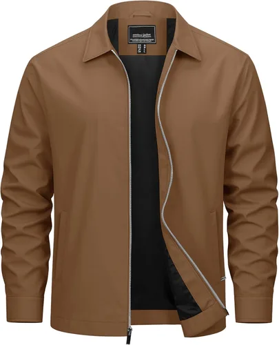 Miniatura 17 de Cotrasen Chaquetas ligeras para hombre, chaqueta cortavientos con cremallera completa, chaqueta casual cortavientos