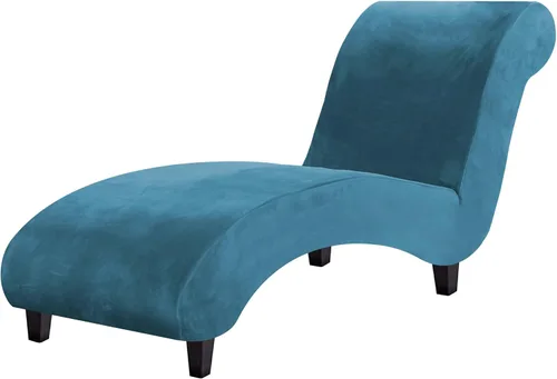 Miniatura 15 de H.VERSAILTEX Funda de Terciopelo para Chaise Lounge, Funda de Chaise sin Brazos de Lujo para Sala de Estar, Lavable a Máquina, Gris