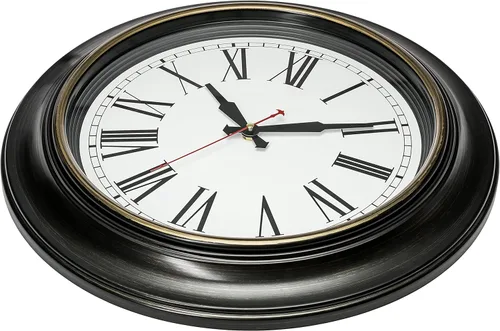 Miniatura 2 de Bernhard Products Reloj de pared extra grande, 18 pulgadas, marrón oscuro, cuarzo silencioso, funciona con pilas, sin tictac, numeral romano