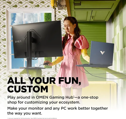 Miniatura 7 de HP OMEN 32c QHD 165Hz Monitor curvo para juegos, pantalla QHD (2560 x 1440), panel VA, 99% sRGB, 90% DCI-P3, 16:9, tecnología AMD FreeSync Premium