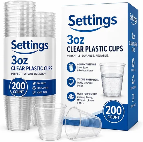 Miniatura 5 de Vasos plásticos descartables Settings de 3 onzas, Transparente