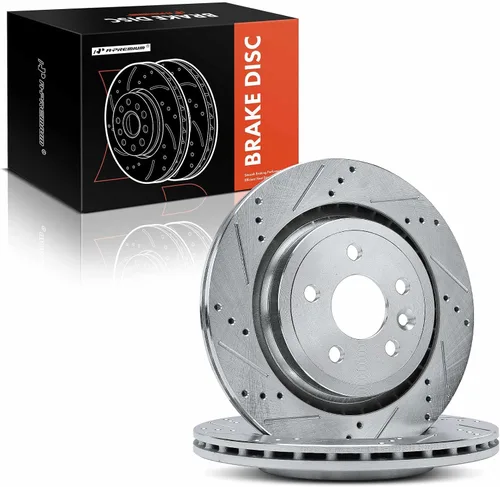 Miniatura 8 de A-Premium Rotores de freno de disco traseros perforados y ranurados de 11.89 pulgadas (11.890 in) compatibles con modelos Volvo - S60 2011-2018