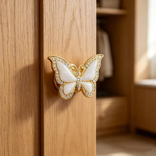 Miniatura 8 de Vivicap - 6 pomos de mariposa dorados, tiradores de cajón de mariposa, tiradores de mariposa elegantes, tirador de un solo agujero, manija