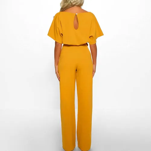 Miniatura 3 de OVERMAL Mono de verano para mujer, holgado, casual, cuello redondo, manga corta, color liso