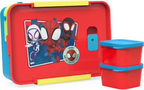 Miniatura 14 de Zak Designs Blippi Caja Bento de plástico reutilizable con sello a prueba de fugas, asa de transporte, ventilación de vapor para microondas