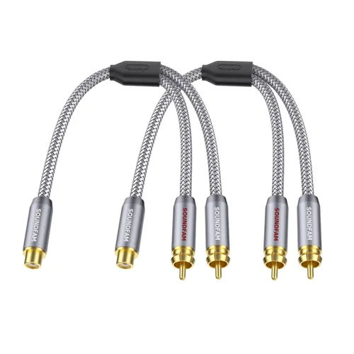 Miniatura 14 de Adaptador divisor en Y RCA 1 hembra a 2 macho RCA/Phono divisor cable estéreo Adaptador Y chapado en oro para subwoofer, TV, reproductor de CD, cine