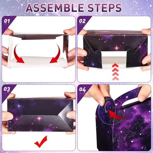 Miniatura 4 de Nezyo 24 cajas de regalo de fiesta espacial de 4.8 x 2.4 x 5.2 pulgadas, cajas pequeñas de galaxia a dos aguas, sistema solar, planeta, cartón