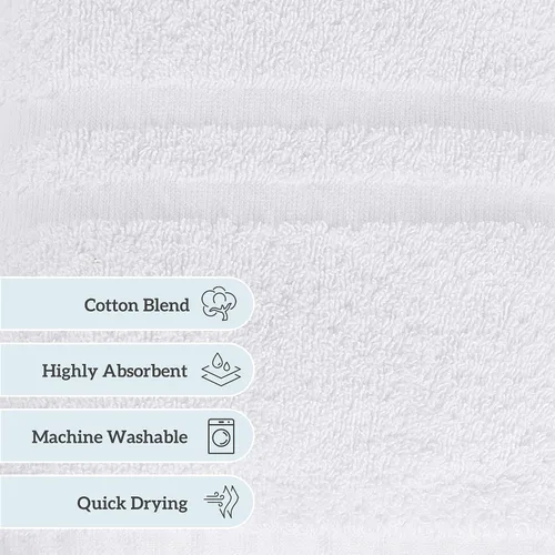 Miniatura 6 de GREEN LIFESTYLE Toalla de Baño de Lujo - Paquete de Toallas de Baño Grandes Blancas para Spa, Gimnasio, Baño, Hotel - 86% Algodón 14% Poliéster