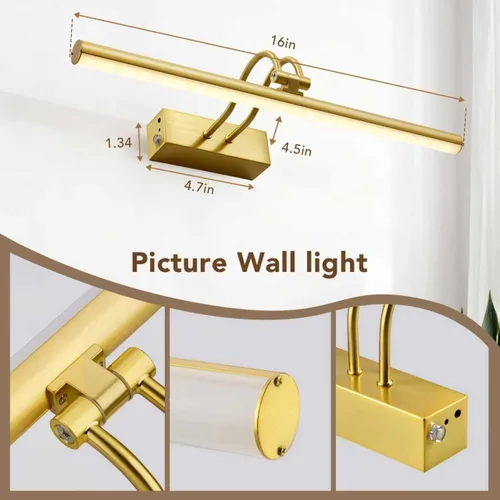 Miniatura 6 de RAIFOOLLY Luz de imagen, luces de imagen para pared inalámbricas, luces de imagen de 16 pulgadas con temporizador y regulable, luces de pared a
