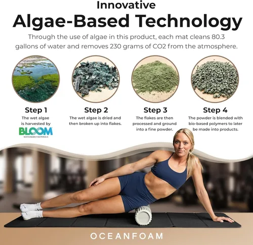 Miniatura 4 de Oceanfoam Tapete de entrenamiento de viaje, tapete de ejercicio plegable de 0.3 pulgadas de grosor para yoga, pilates y fitness, tapete Carbón