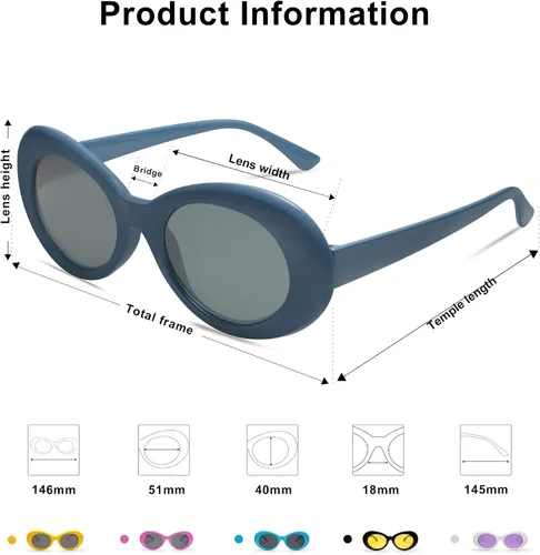 Miniatura 5 de SojoS Clout SJ2039, lentes de sol modelo ovalado de estilo clásico, inspirados en Kurt Cobain.