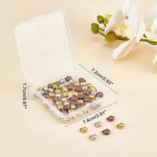 Miniatura 8 de PH PandaHall 120 cuentas espaciadoras de gato de 3 colores, cuentas sueltas de gatito tibetano, cuentas de metal para aretes, pulseras, collares