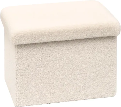Miniatura 16 de B FSOBEIIALEO - Otomana de almacenamiento en forma de cubo pequeña, reposapiés de Sherpa, otomanas plegables portátiles de bouclé, piel sintética