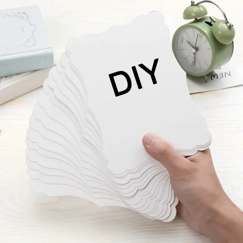 Miniatura 3 de Paquete de 50 tarjetas de papel kraft en blanco, cartulina, papel grueso, color marrón, tarjetas de felicitación para menús de tarjetas de regalo