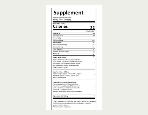 Mezcla de superalimentos para neuropatía en polvo de verduras de The Nerve Brand para neuropatía periférica con 600 mg de ácido R alfa lipoico -