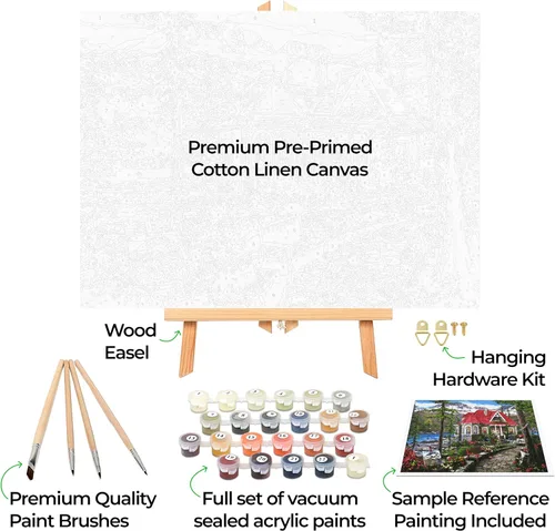 Miniatura 2 de Ledgebay Kit de pintura por números para adultos, lienzo enmarcado para principiantes a avanzados, kit de pintura por números, incluye juego de Casa