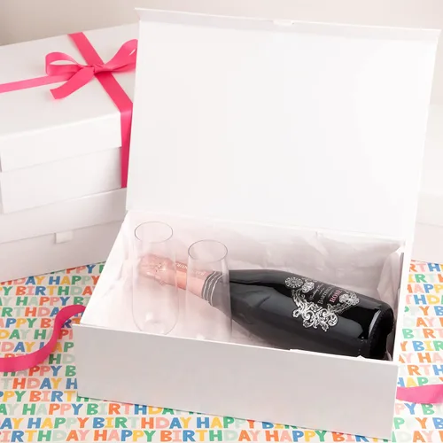 Miniatura 4 de Caja de regalo rígida, blanca, con cierre magnético, 14 x 9 x 4 pulgadas, cajas de regalo rectangulares con acabado blanco brillante (1 caja) Purple