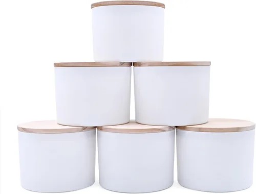 Miniatura 22 de SHOWIN Tarros de vela gruesos de 18 onzas para hacer velas, 6 unidades, frascos vacíos con tapas de madera para hacer velas, recipiente de muestra
