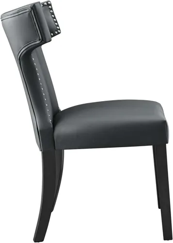 Miniatura 6 de Modway Silla de comedor de cuero vegano Curve en gris
