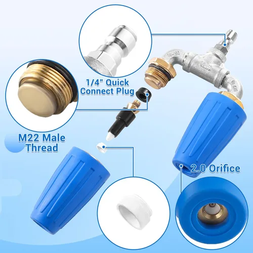 Miniatura 4 de Lavadora a presión con boquilla turbo doble, boquilla turbo giratoria de 360° con conector rápido de 1/4 pulgadas, boquilla doble turbo de orificio