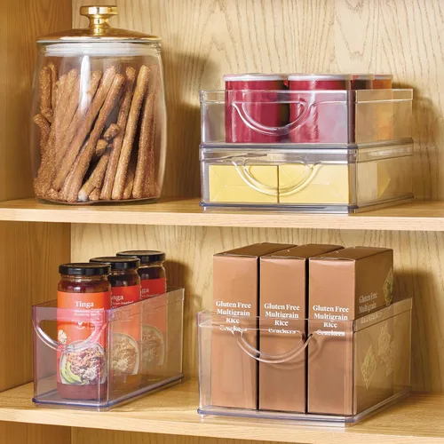 Miniatura 3 de iDesign contenedor apilable para despensa con asas para gabinetes o nevera, transparente, fabricado en EE. UU