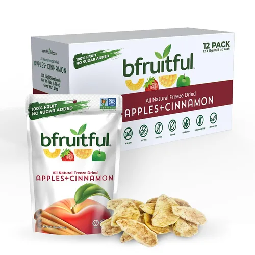Miniatura 7 de bfruitful Manzana liofilizada + canela, sin azúcar añadido, paquete de bocadillos de frutas liofilizadas o para niños y adultos, bocadillos