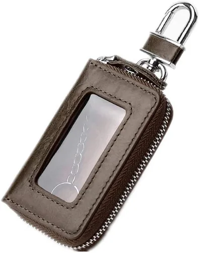 Miniatura 3 de BAKUN Mini funda de cuero premium para llaves de coche, llavero inteligente para coche, cartera con cremallera para llavero remoto