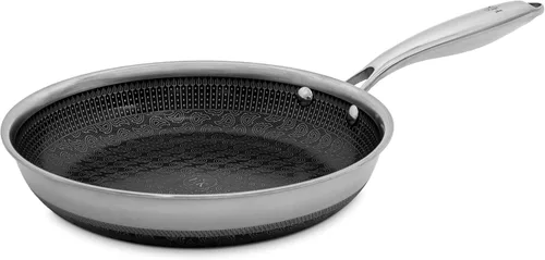 Miniatura 11 de Hell's Kitchen Sartén Híbrida de 11", Acero Inoxidable Tri-Clad y Cerámica Antiadherente Libre de PFAS, sin PFOA, sin PTFE, sin Teflón, Utensilios