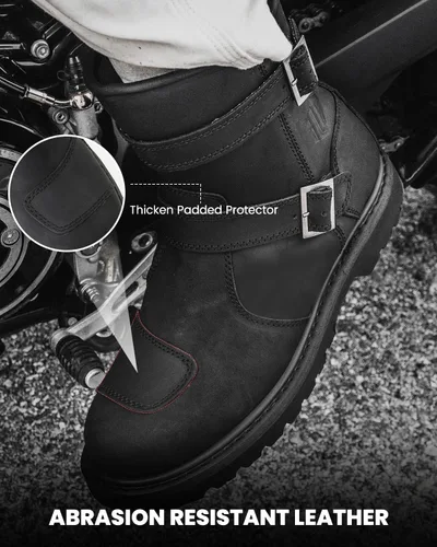 Miniatura 2 de ILM Botas de cuero para motocicleta, calzado protector con cremallera lateral, botas de motocross para combate, táctico, senderismo, hombres