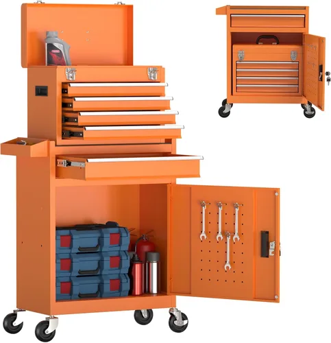 Miniatura 13 de Caja de herramientas con ruedas de 8 cajones, gabinete de almacenamiento de herramientas extraíble de alta capacidad, caja de herramientas Negro