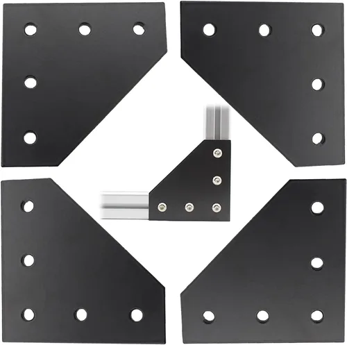 Miniatura 8 de Surface - 4 placas de articulación, oxidación anódica negra en forma de L, placa de soporte de esquina de 5 agujeros para exteriores, placa de unión