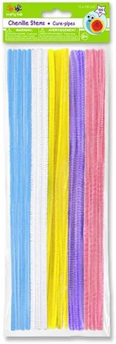 Miniatura 33 de Krafty Kids GC025E, tallos de felpilla de oropel, limpiadores de tuberías con purpurina, 0.236 in por 12 pulgadas, blanco, 1/4 x 12 pulgadas x 35
