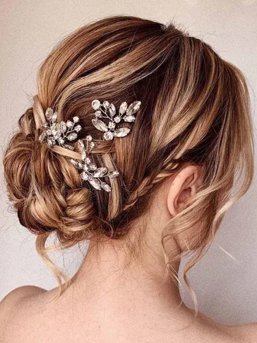 Miniatura 4 de JAKAWIN Horquillas de pelo nupcial Rhinestone de plata Accesorios para el cabello de la boda Joyería de cristal para el cabello para las mujeres