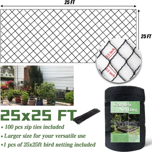 Miniatura 5 de Red para pájaros, red de jardín de 25 x 25 pies red para pájaros para gallinero, valla de red para aves de corral para árboles frutales, plantas