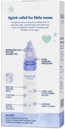 Miniatura 6 de Navage Aspirador nasal para bebés – Aspirador nasal suave aprobado por pediatras para la congestión del bebé y nariz tapada – Lechón de nariz