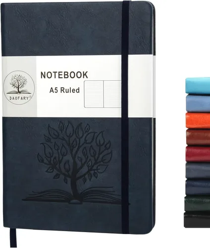 Miniatura 33 de Daofary Cuaderno A5 con rayas de cuero, 160 páginas, diario de 100gsm de papel grueso, tapa dura, con bolsillo, para trabajo, hombres y mujeres, 8.4