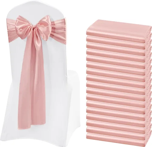 Miniatura 18 de 60 bandas de satén para silla, color burdeos, para fiestas, hoteles, bodas, recepciones, restaurantes y decoración de eventos (7 x 108 pulgadas)