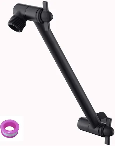 Miniatura 7 de Brazo de extensión de ducha de 8 pulgadas con cabezal de níquel cepillado. Extensión de brazo de ducha ajustable de latón macizo. Baje o eleve