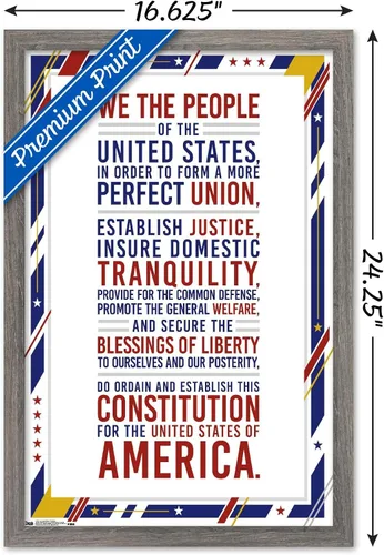 Miniatura 3 de Trends International The United States Of America - Póster de pared con preámbulo de la Constitución, 14.725 x 22.375 pulgadas, versión enmarcada