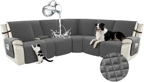 Miniatura 87 de Arfntevss Fundas para sofá seccional reclinable para sofá seccional en forma de L, funda antideslizante lavable para sofá reclinable con forma de L