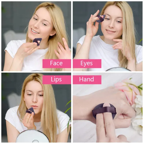 Miniatura 8 de Ainiv 6 esponjas de maquillaje con cojín de aire para base, soplos de polvo triangulares con estuche portátil, esponjas de maquillaje secas